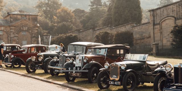Chatsworth Country Fair Vintage car parade at Chatsworth Country Fair