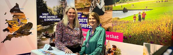 Visit Peak District Derbyshires Lindsay Rae and Rachel Briody promoting the Peak District and Derbyshire at the Holiday World Show in Dublin 1