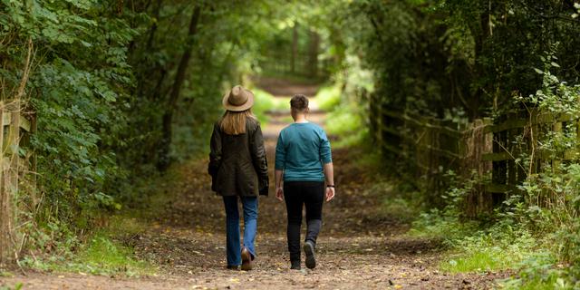 Visitors walking along the Bridleway at Foremark Derbyshire